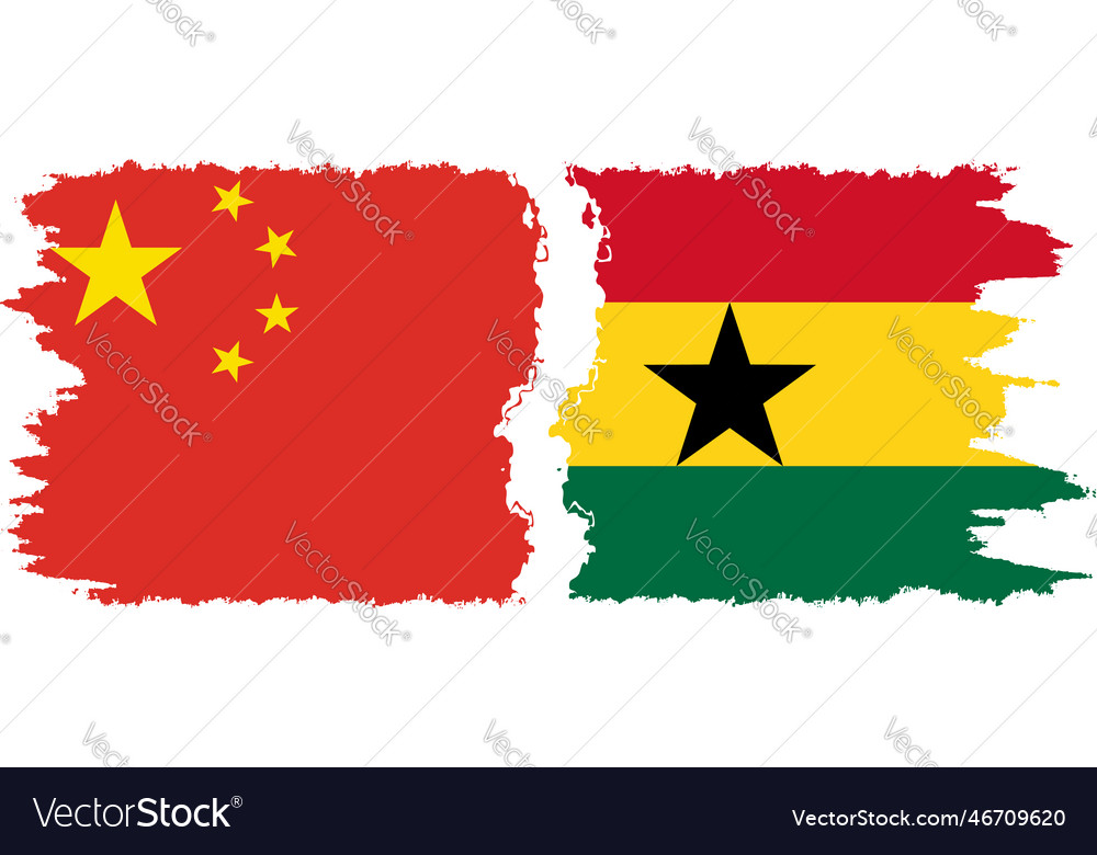 Ghana and china grunge flags connection Royalty Free Vector