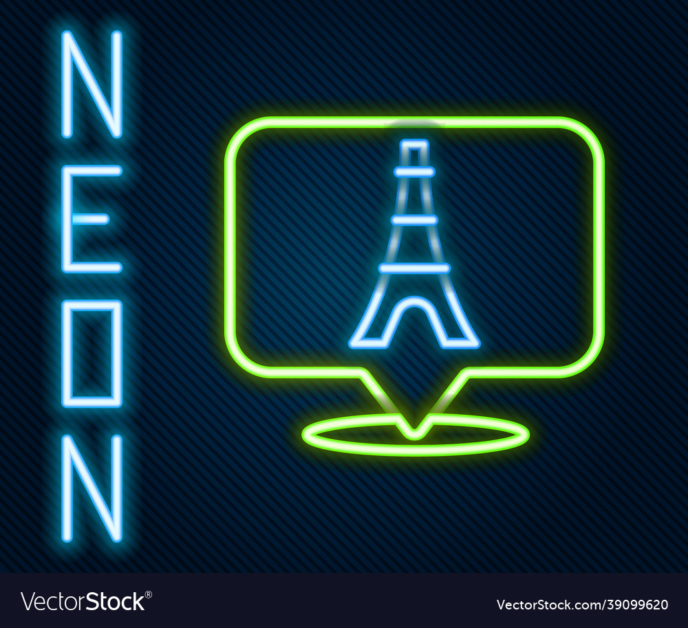 Glowing neon line eiffel tower icon isolated vector image Glowing neon line eiffel tower icon isolated