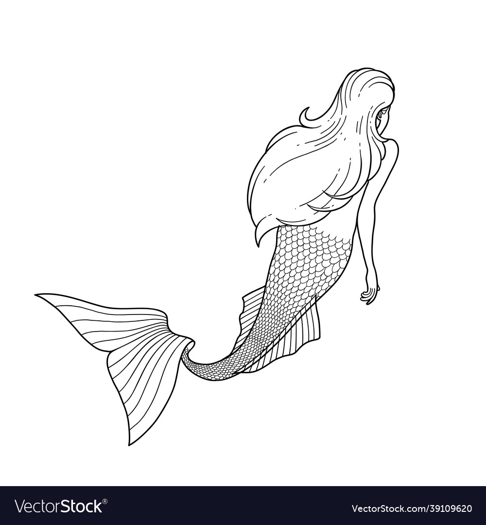 Mermaid With Back Turned Template