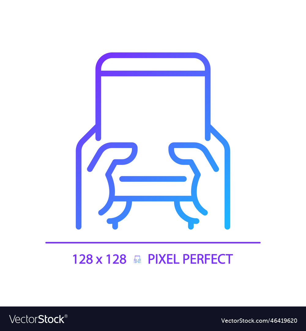 Hand with tablet pixel perfect gradient linear vector image Hand with tablet pixel perfect gradient linear