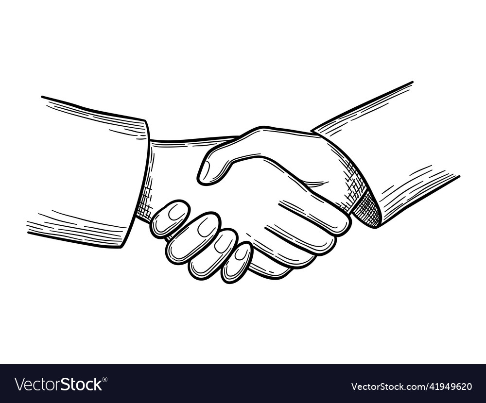 Handshake sketch business concept people