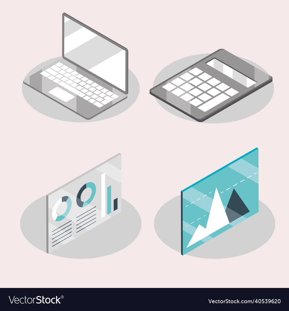 Icons set business report Royalty Free Vector Image