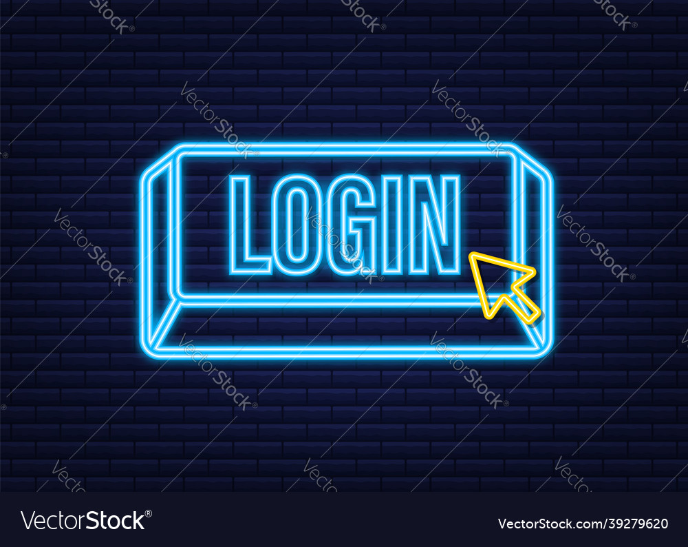 Login neon icon web banner arrow cursor