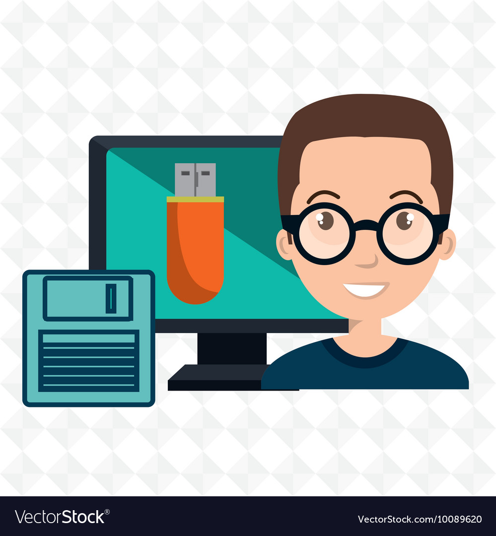 Man computer floppy usb