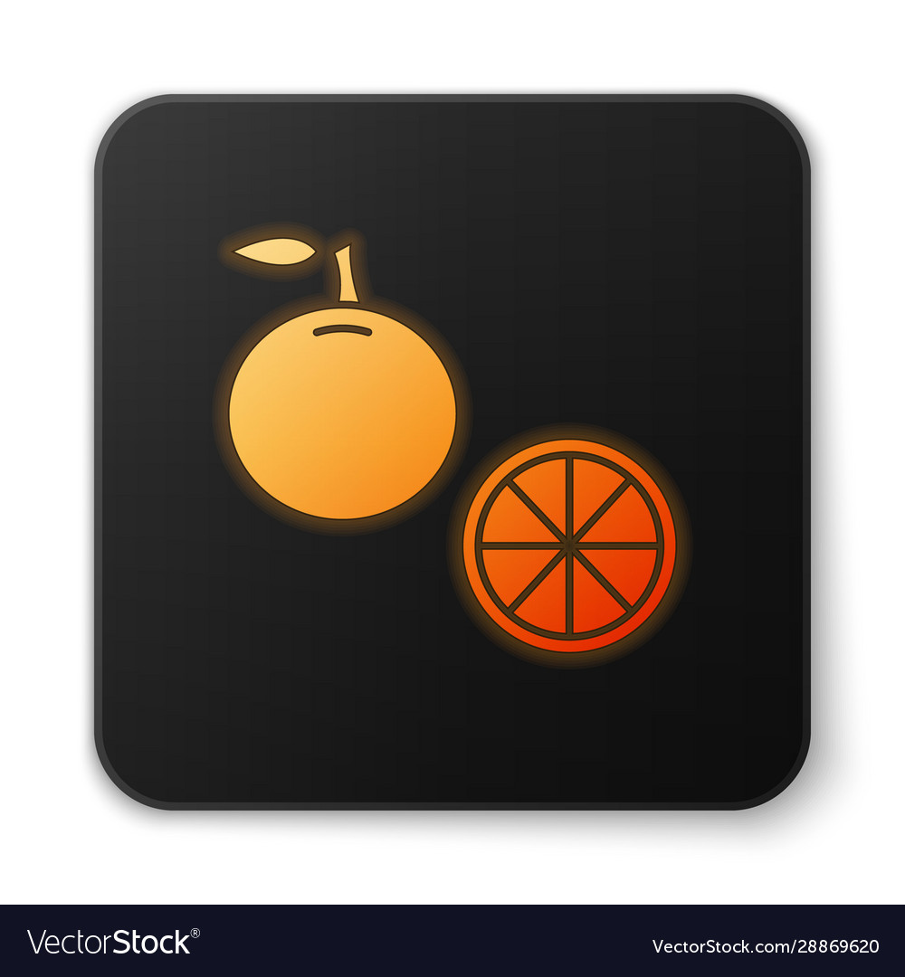 Orange glowing neon fruit icon isolated