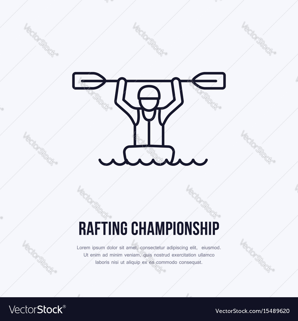 Rafting kayaking flat line icon