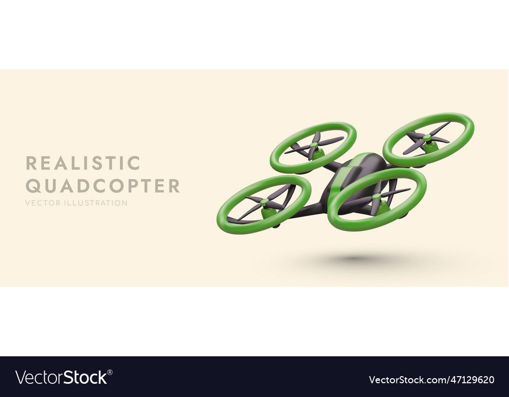 Realistic quadcopter in air 3d image with shadow