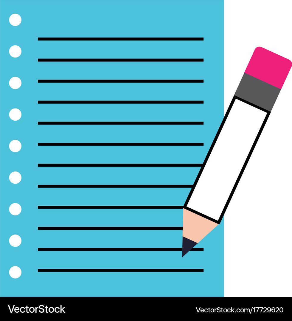 School paper and pencil utensil study Royalty Free Vector