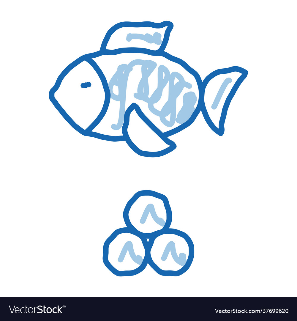 Sea fish caviar doodle icon hand drawn