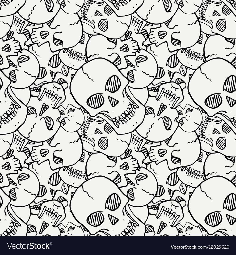 Seamless pattern with random skulls