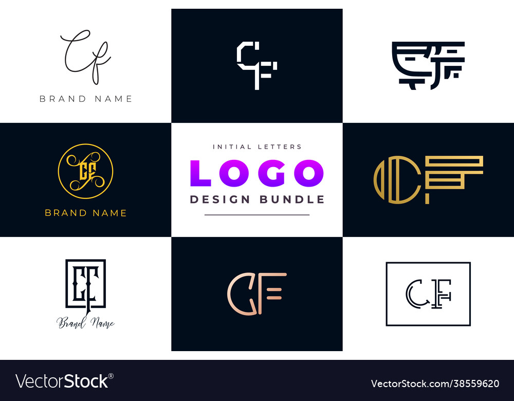Set collection initial letters cf logo design Vector Image Set collection initial letters cf logo design