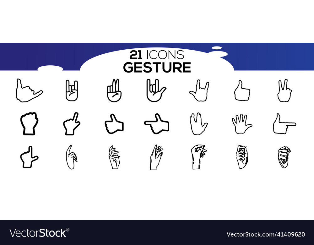 Touch screen gestures icons in thin line style