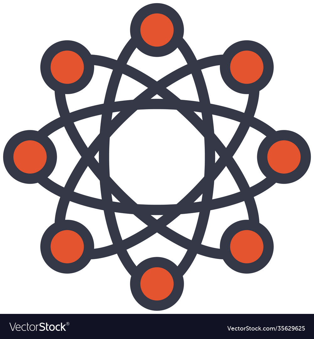 Atom particle orbit structure flat outline