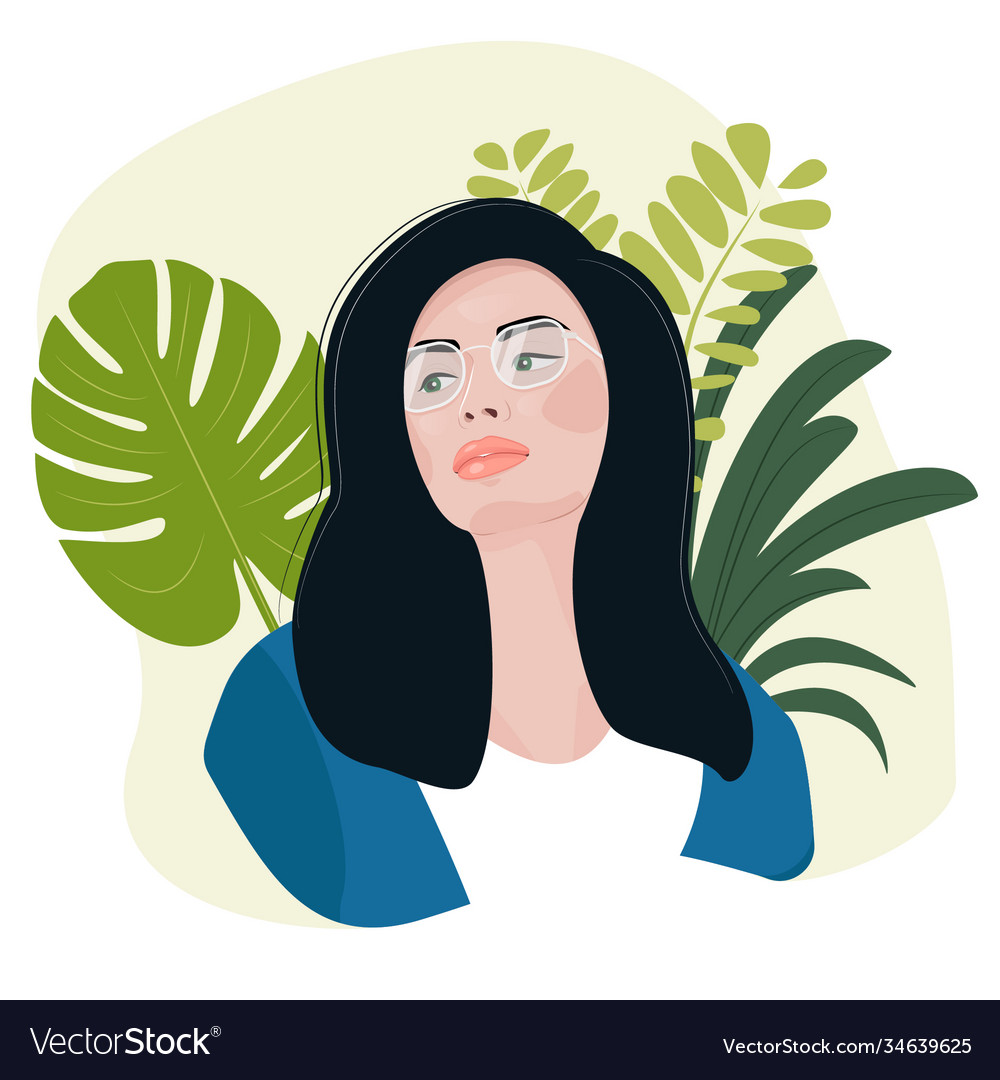 Beautiful Dreamy Girl Looking Away Royalty Free Vector Image