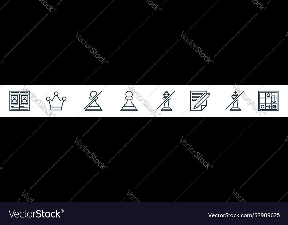 Chess game line icons linear set quality Vector Image Chess game line icons linear set quality