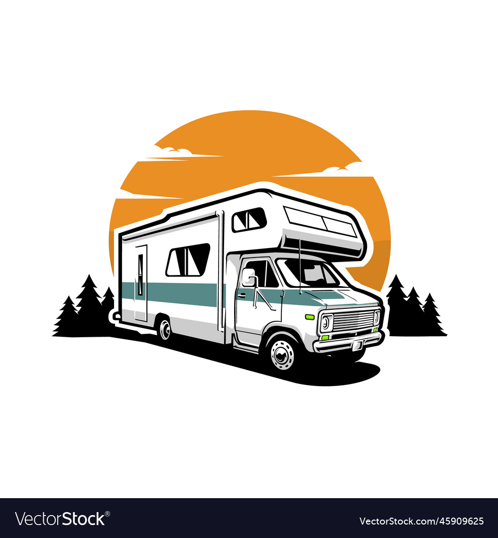 Classic Campervan Motorhome Rv Caravan Royalty Free Vector