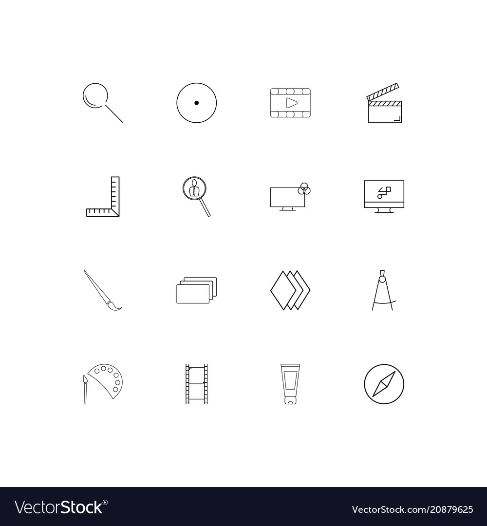 Creative process and design linear thin icons set