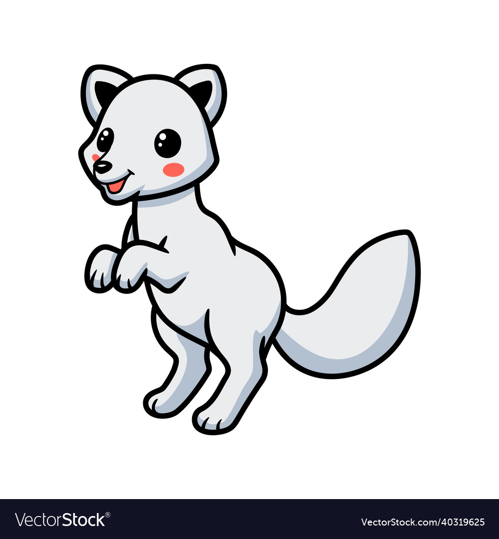 Cute little arctic fox cartoon standing Royalty Free Vector