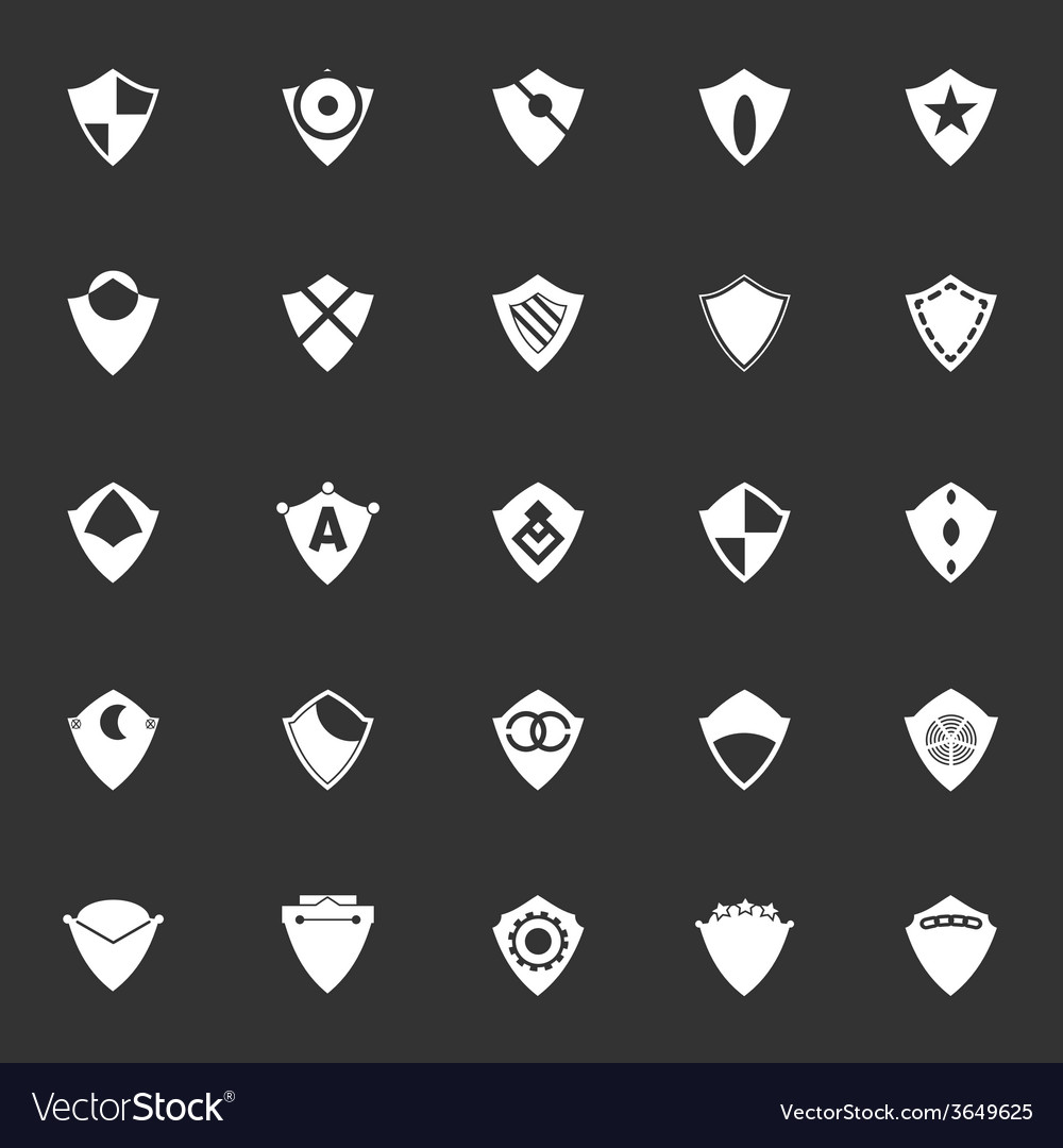 Design shield icons on gray background