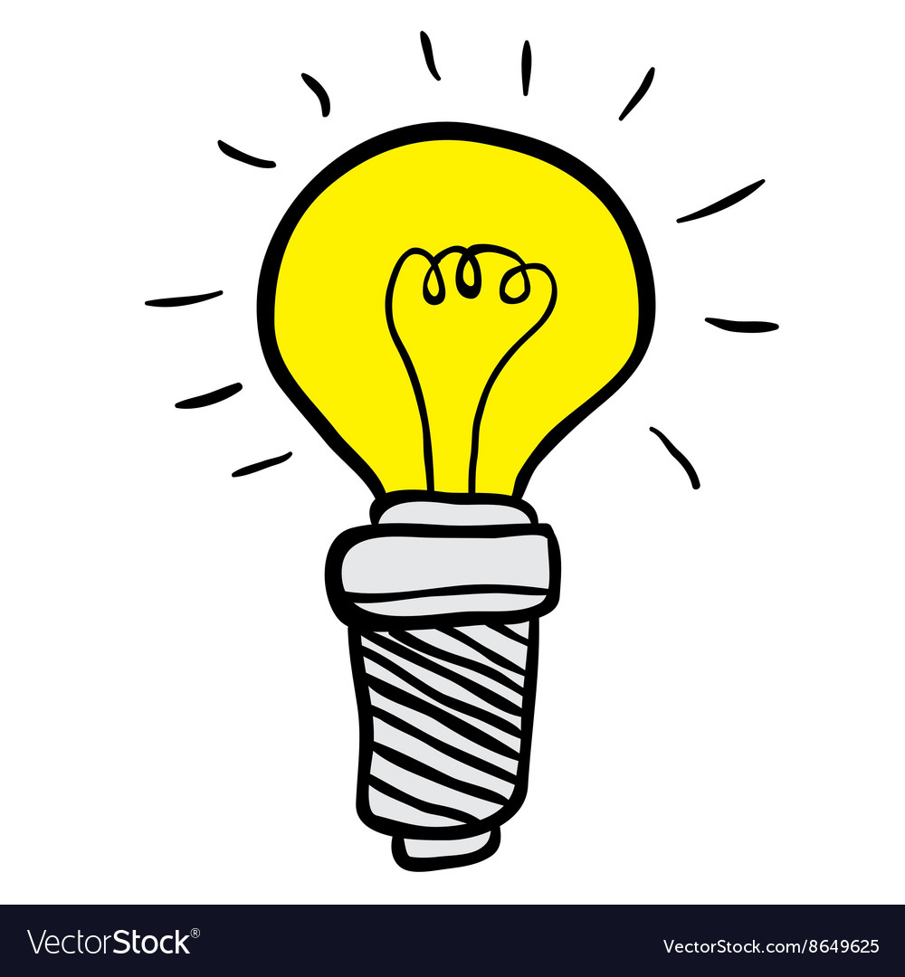 Yellow luminous lamp hand-drawn Royalty Free Vector Image