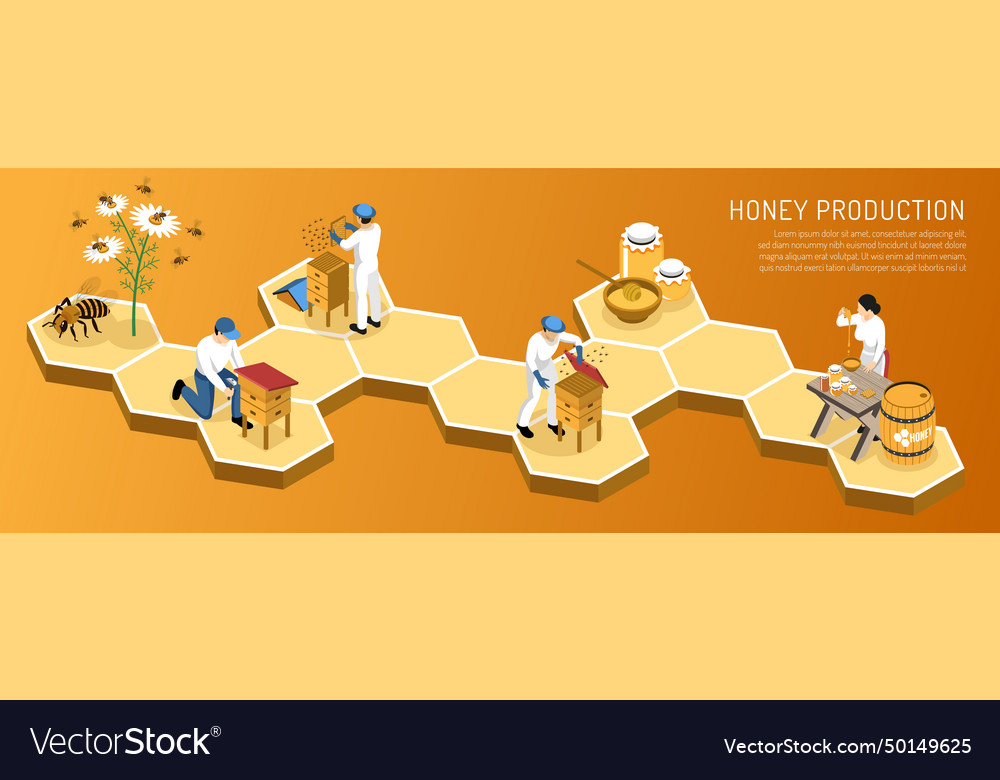 Honey production isometric horizontal