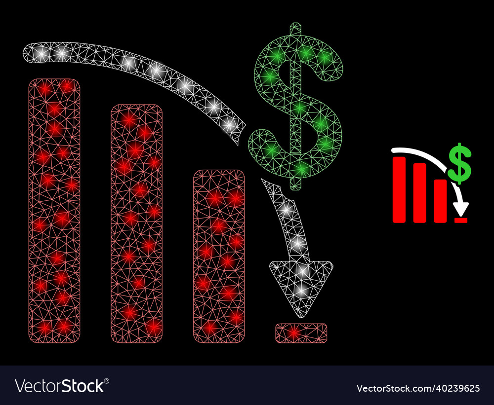 Mesh net crisis bar chart with shiny vector image Mesh net crisis bar chart with shiny