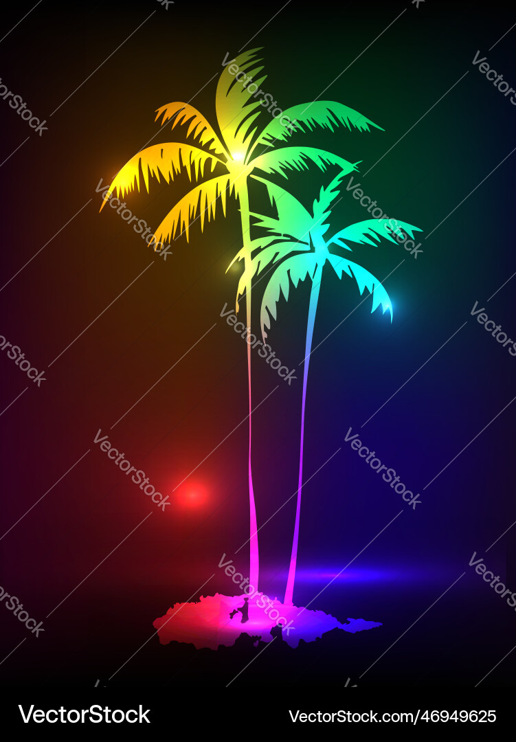 Palm trees textured ink brush drawing Royalty Free Vector