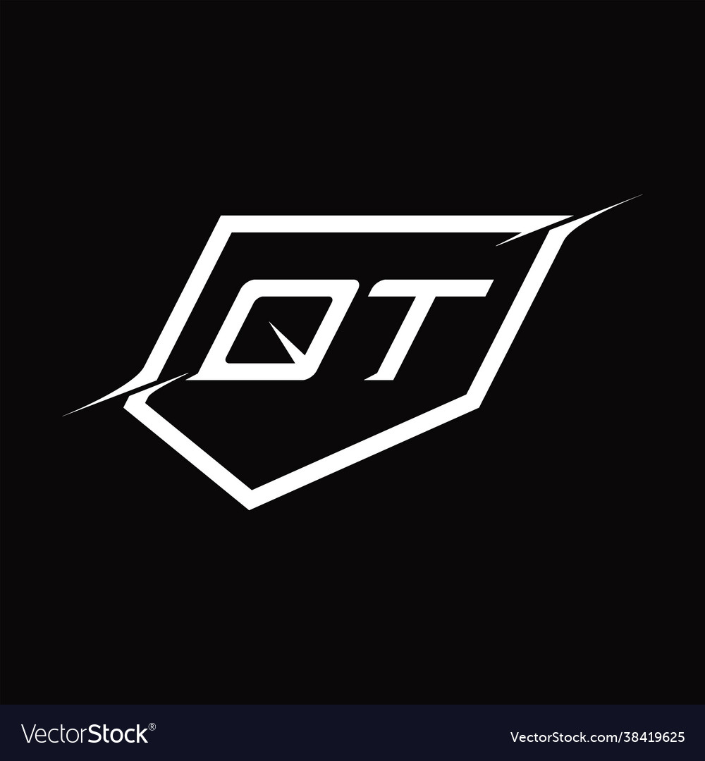 Qt logo monogram letter with shield and slice