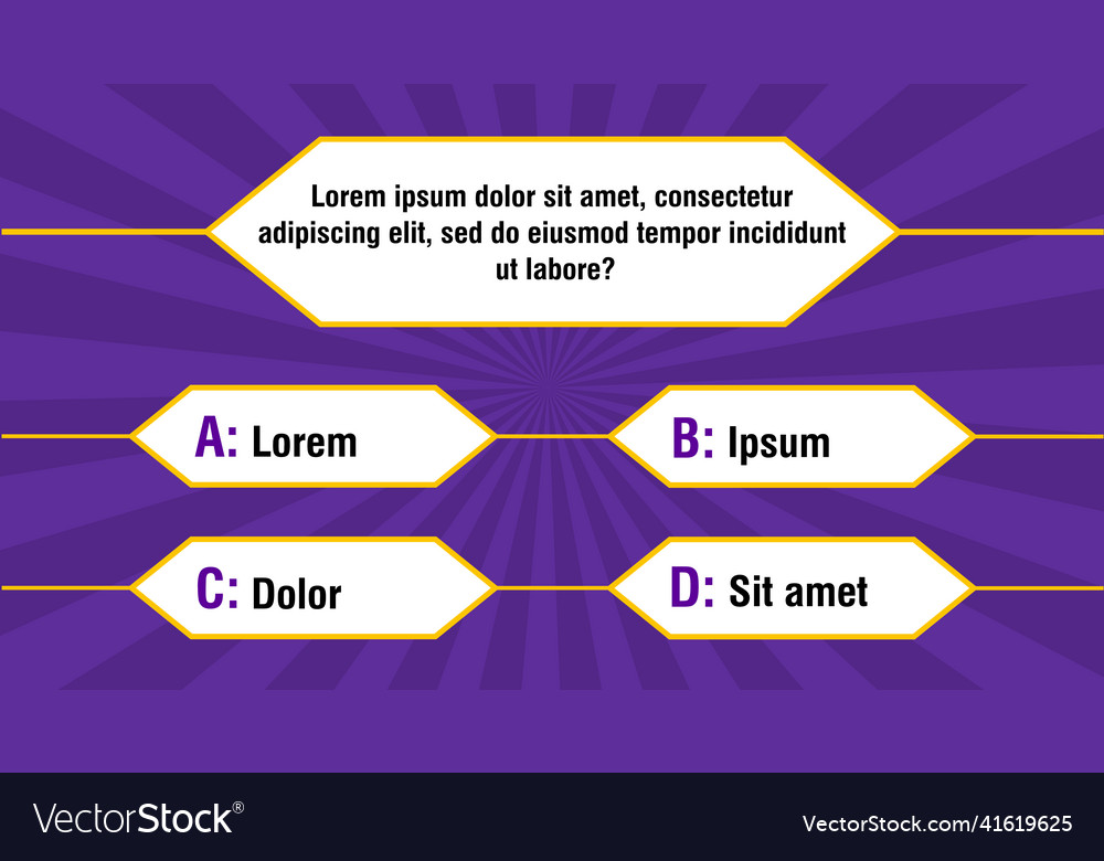 Question and answers template for quiz game vector image Question and answers template for quiz game