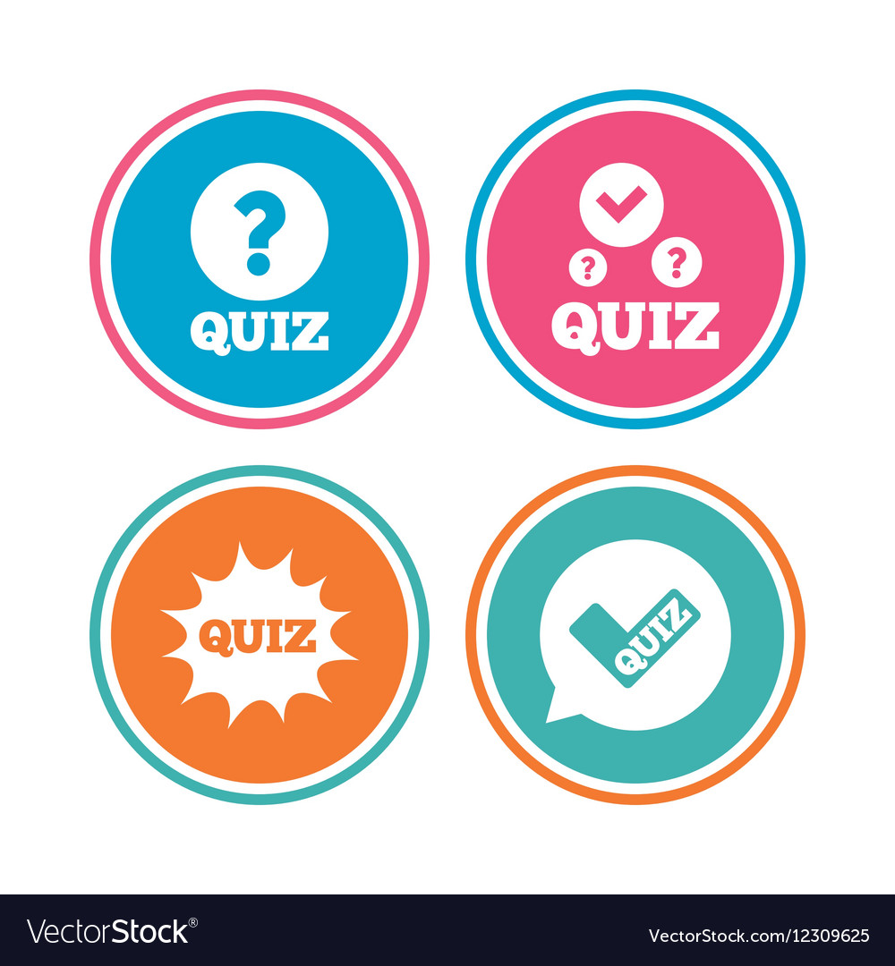 Quiz icons speech bubble with check mark symbol