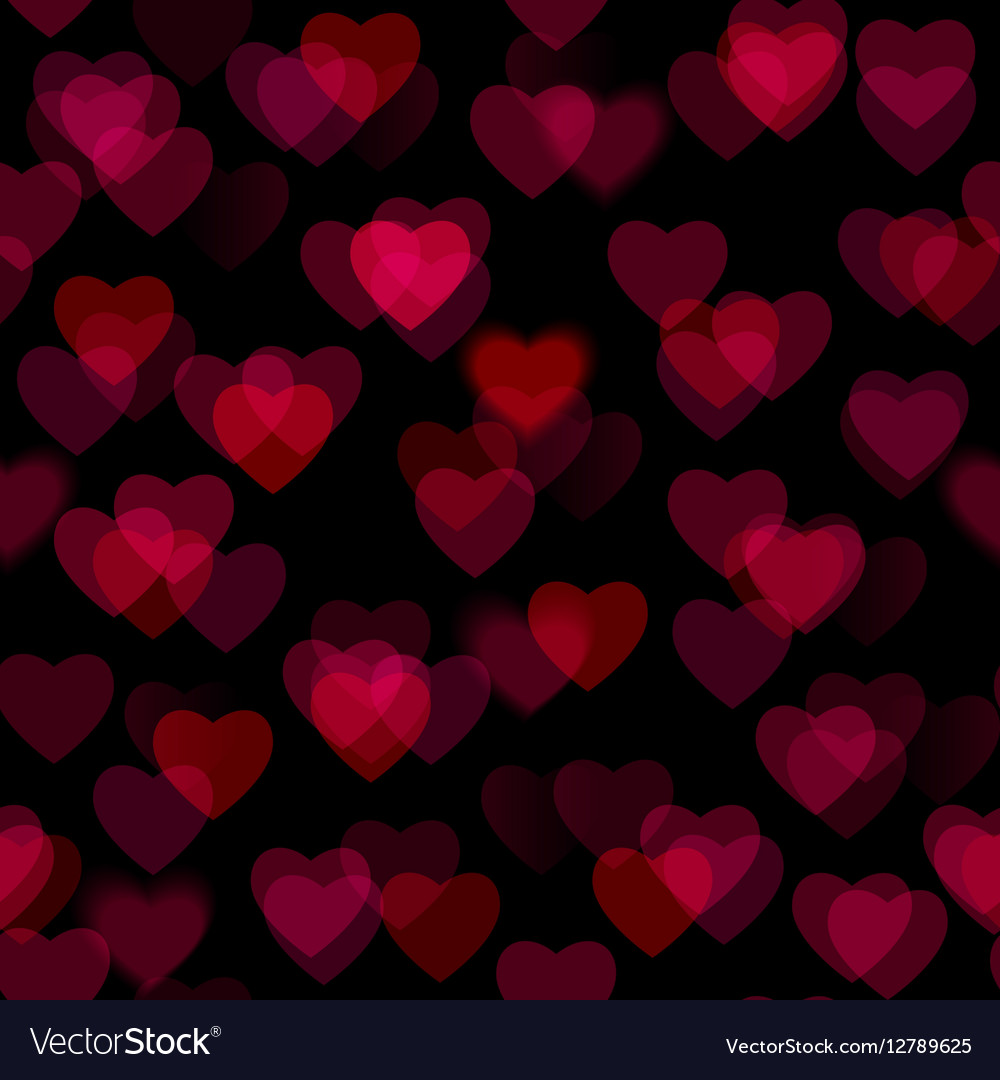 Red heart shapes isolated on black background Vector Image