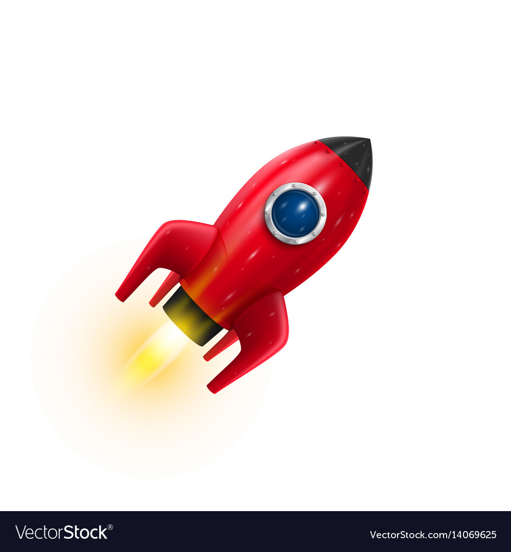 Download Rocket red icon 3d realistic object white Vector Image