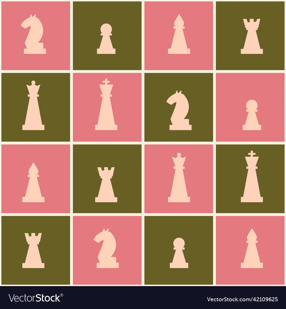 Seamless pattern with chessboard and chess pieces vector image Seamless pattern with chessboard and chess pieces