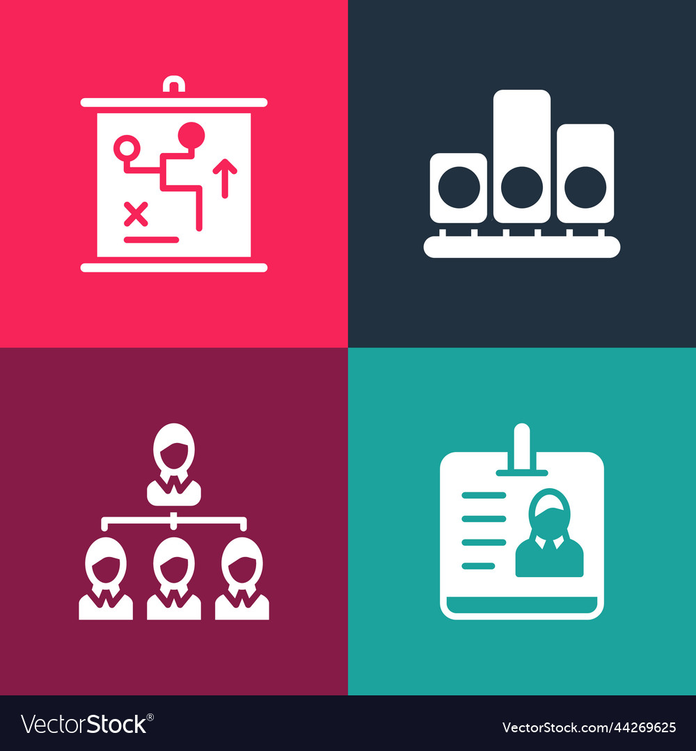 Set pop art identification badge hierarchy