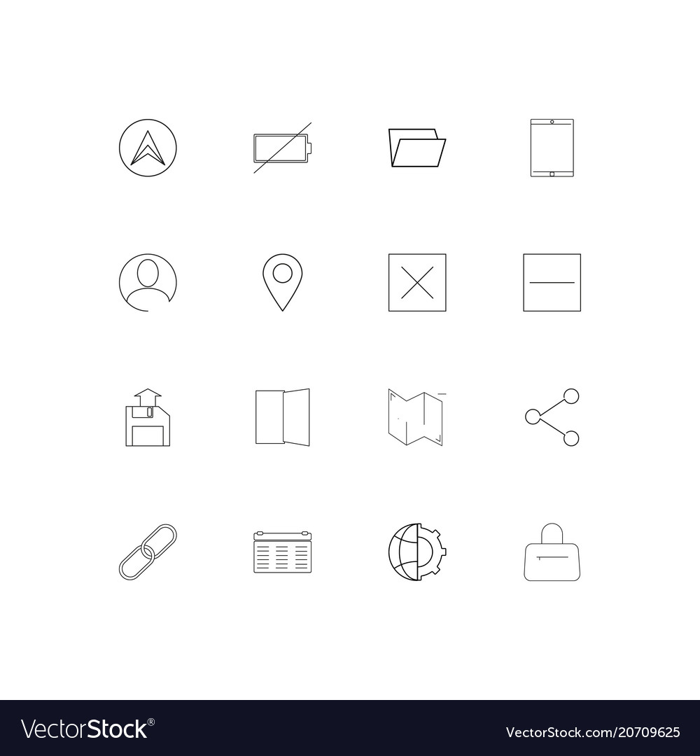 User interface simple linear icons set outlined