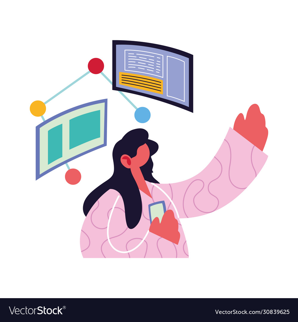 Woman working on data computer