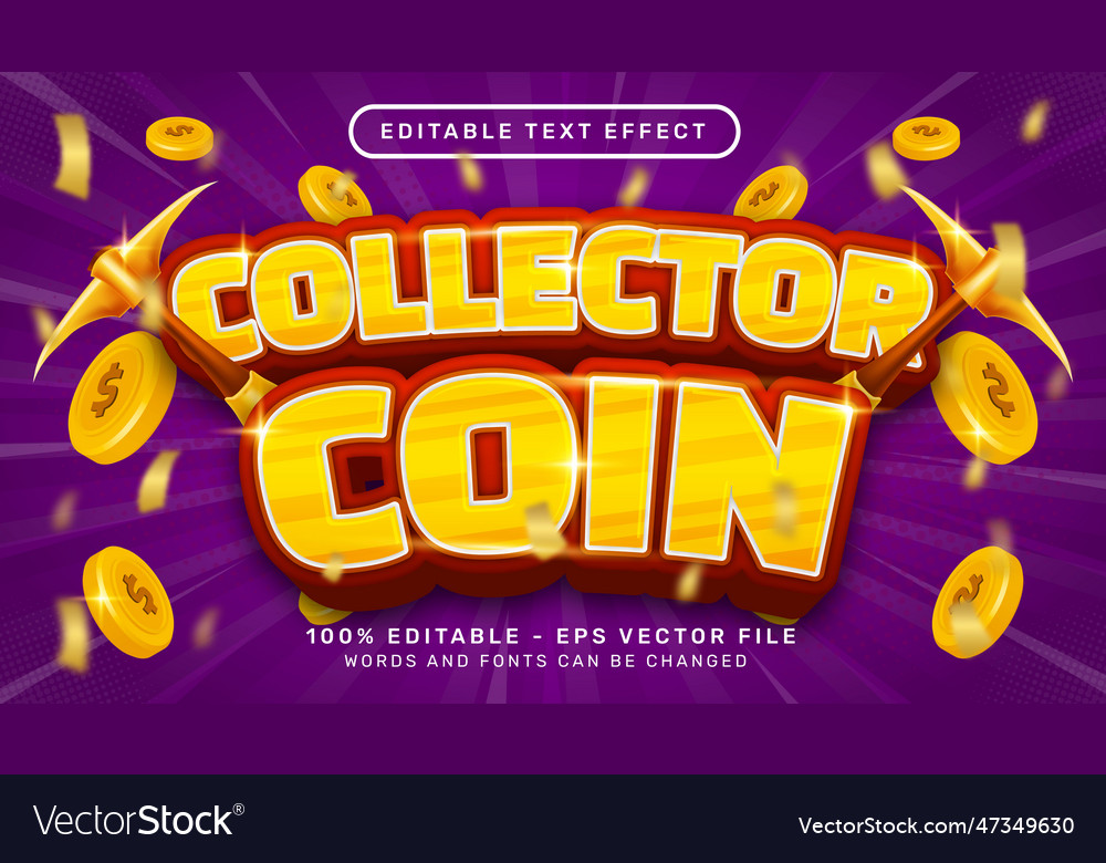 Collection coin 3d text effect and editable