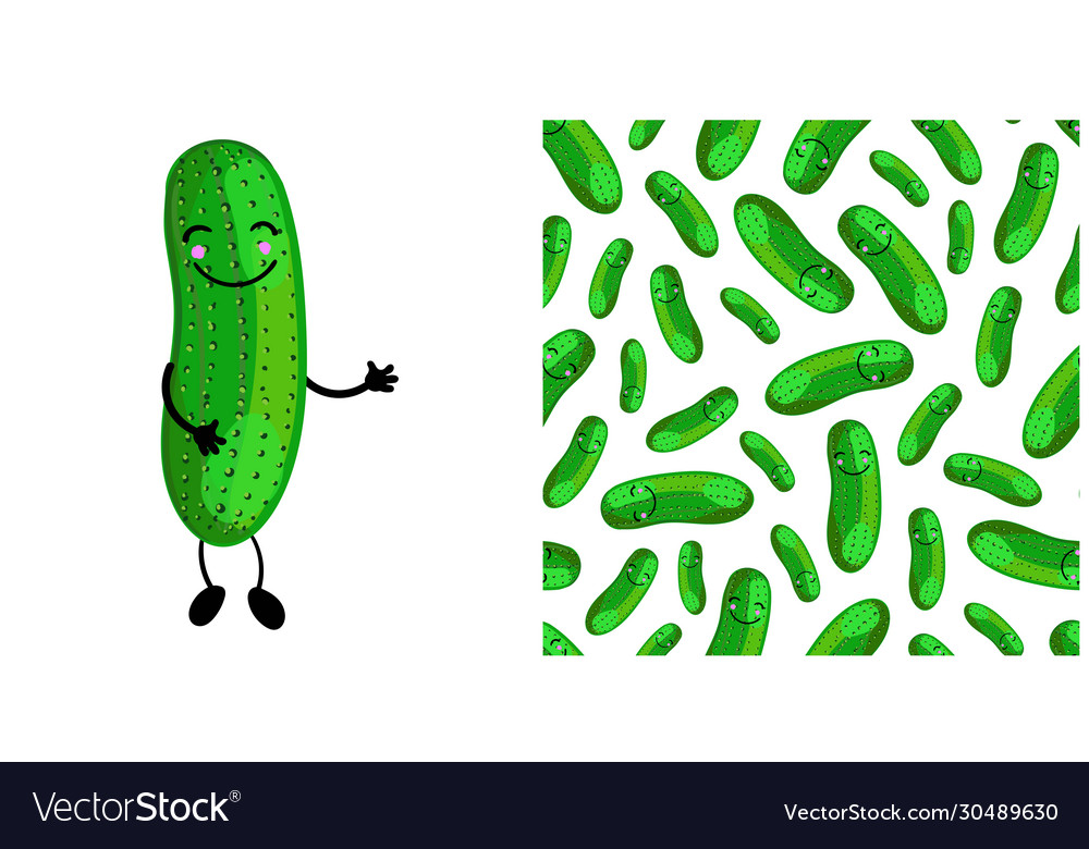 Cute Cucumber Character Seamless Pattern