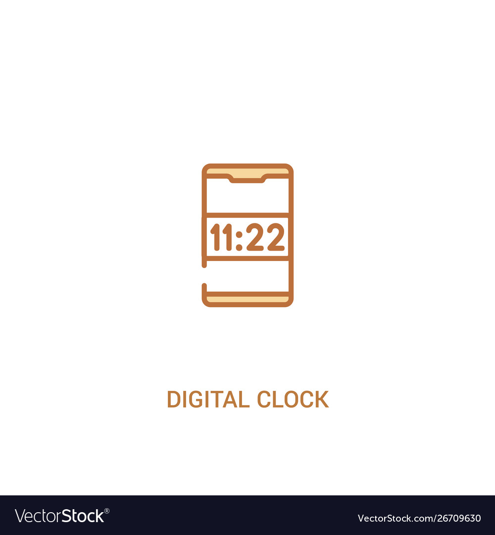Digital clock concept 2 colored icon simple line vector image Digital clock concept 2 colored icon simple line