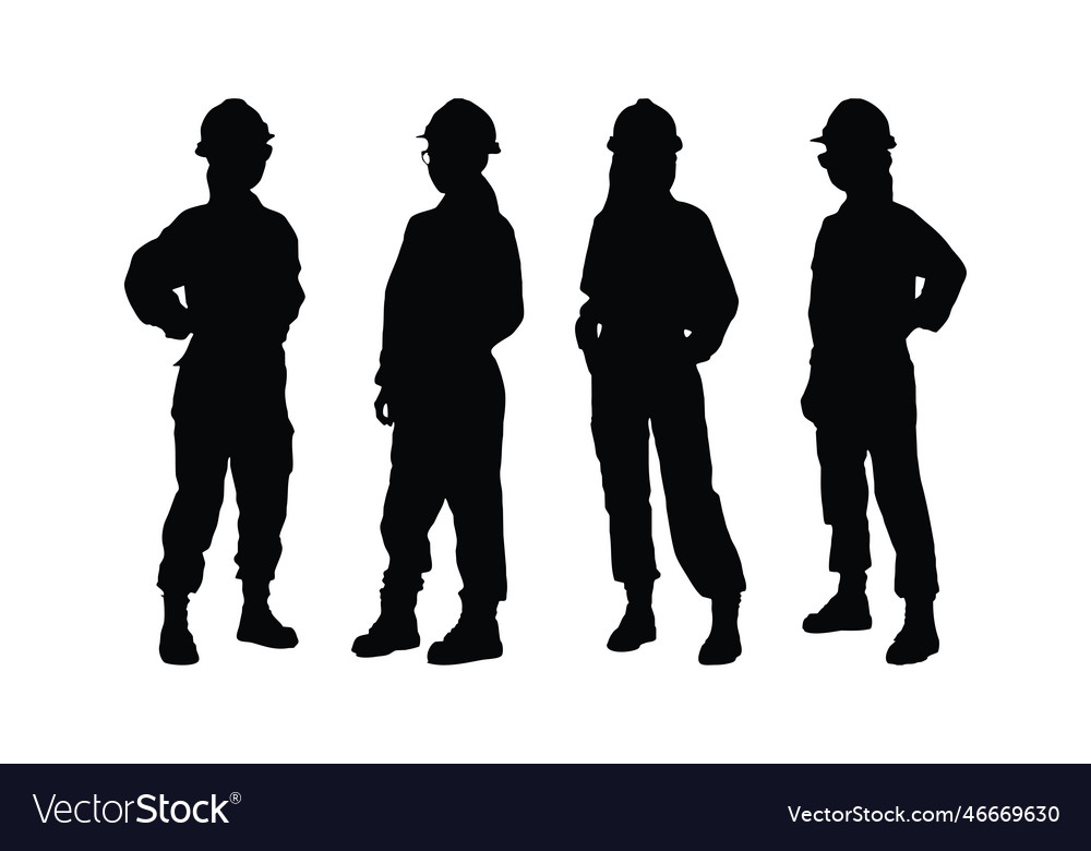 Female architect silhouette set wearing Royalty Free Vector