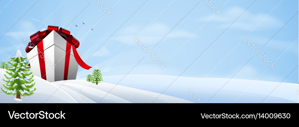 Giant Christmas Gift Banner Background Royalty Free Vector