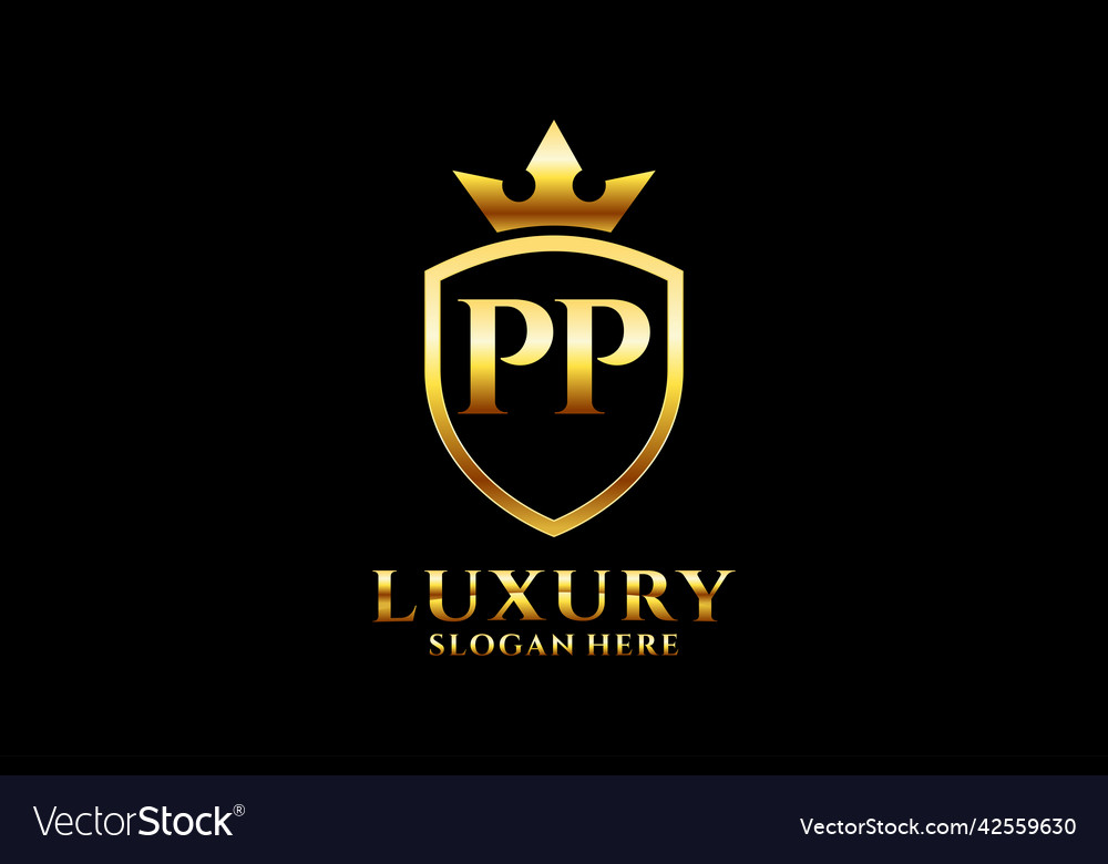 Initial pp elegant luxury monogram logo or badge Vector Image