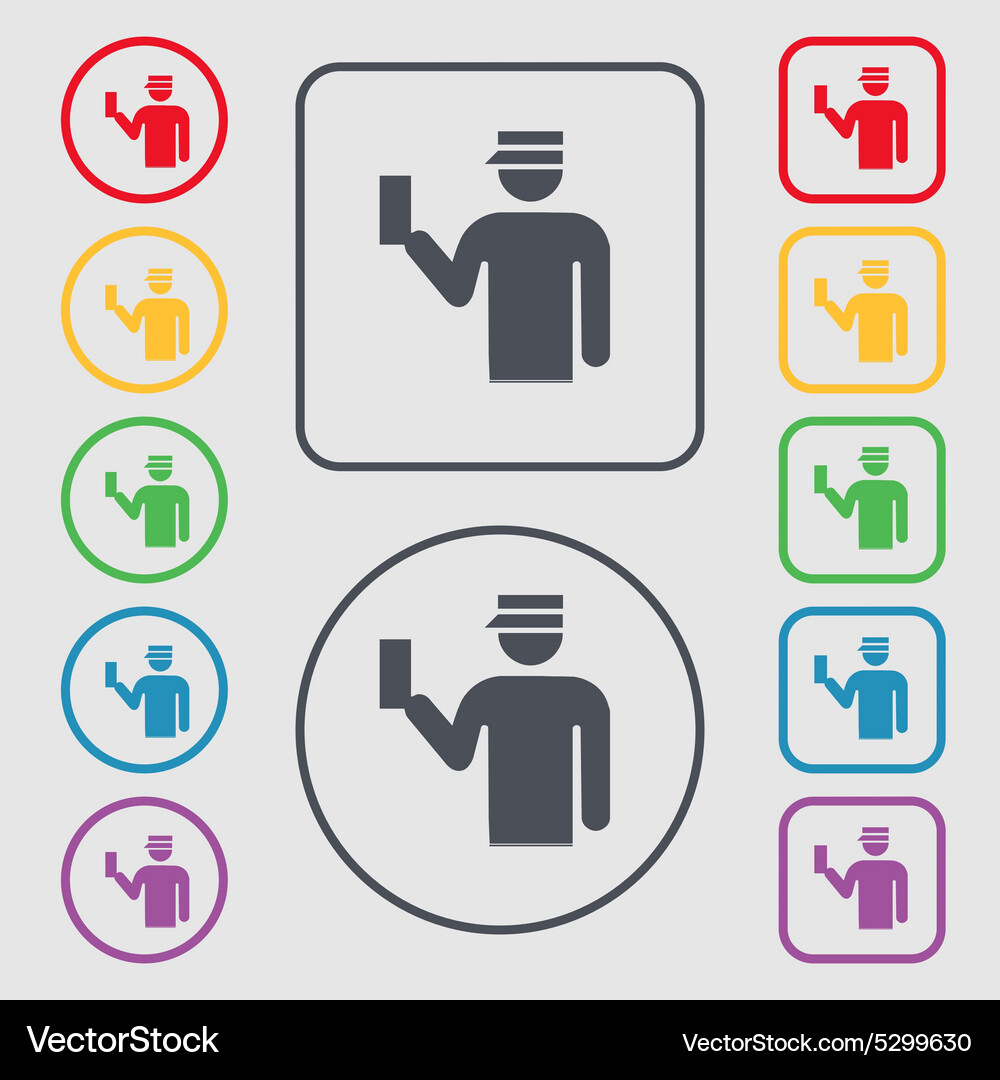 Inspector icon sign symbol on round and square Vector Image