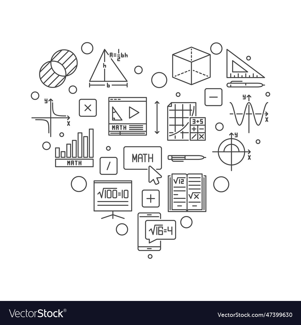 Mathematical sciences concept line heart shaped Vector Image