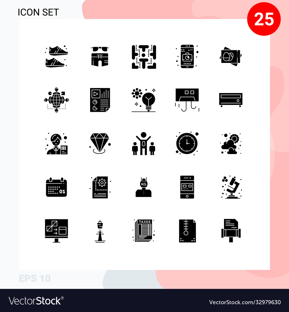 Modern set 25 solid glyphs and symbols