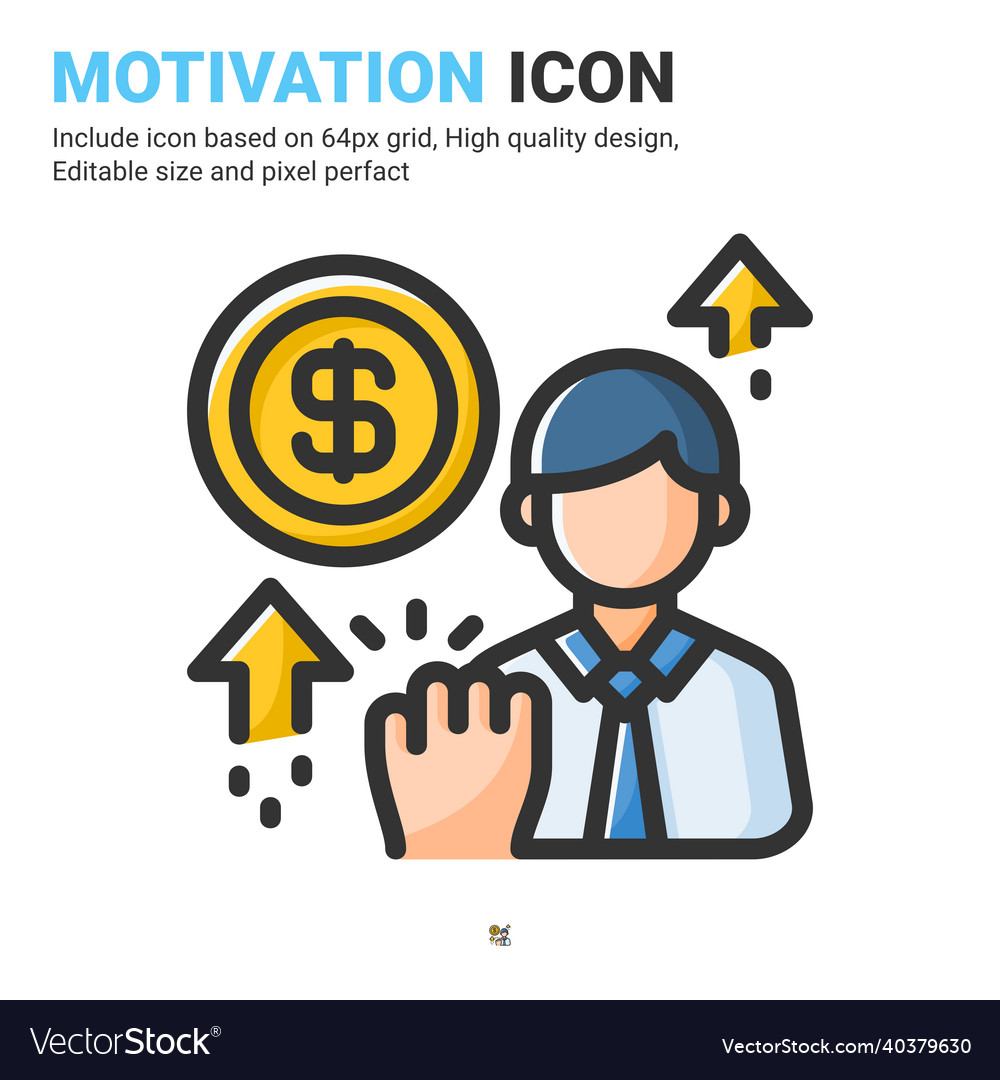 Motivation icon with outline color style Vector Image Motivation icon with outline color style