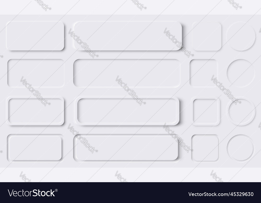 Neumorphism button design set neumorphic ui vector image Neumorphism button design set neumorphic ui
