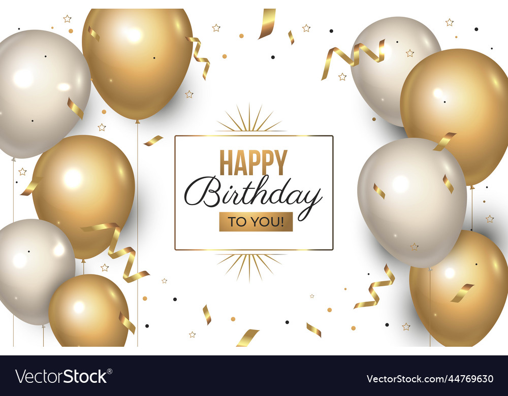 Realistic birthday background with golden Vector Image