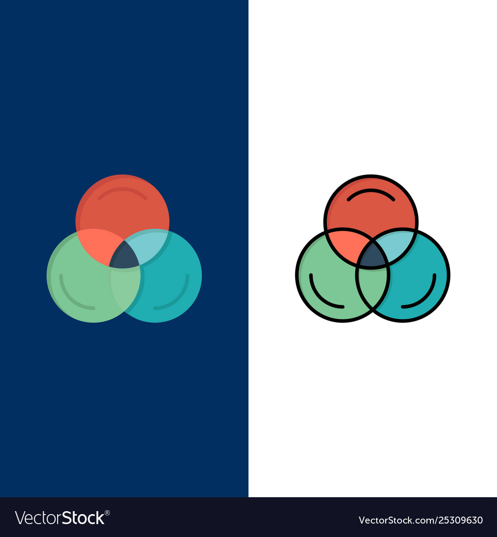 Rgb color web icons flat and line filled icon set vector image Rgb color web icons flat and line filled icon set