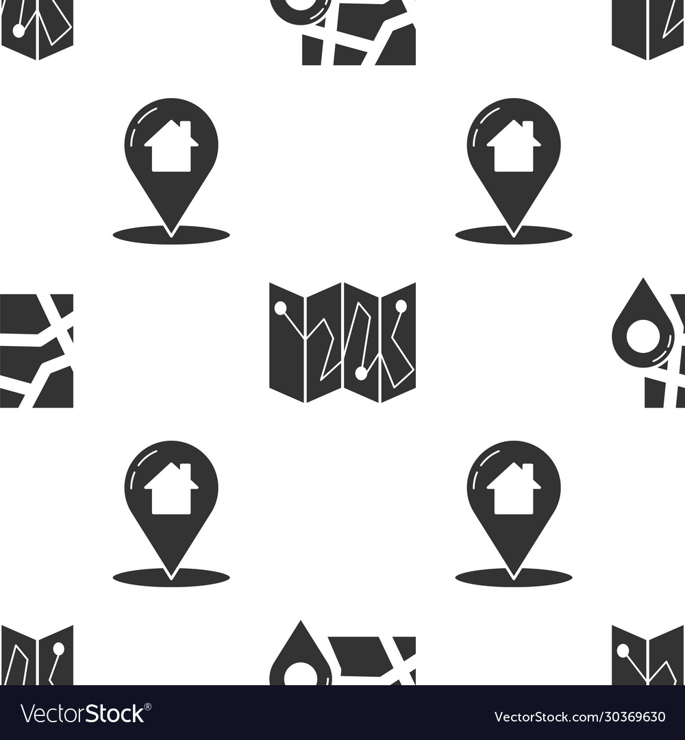 Set folded map with location marker vector image Set folded map with location marker
